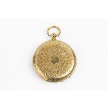 A HUNTER FOB WATCH, the foliate engraved gilt dial with Roman numerals, signed Baume Genève, to a
