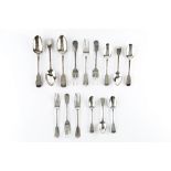 A SERVICE OF MID VICTORIAN SILVER FIDDLE PATTERN FLATWARE, by Chawner & Co, London 1860,