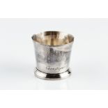 A GEORGE II SILVER SMALL BEAKER, with tapering sides and plain foot rim, by Richard Burcombe, London