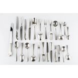 A SERVICE OF MODERN SILVER HANOVERIAN RAT TAIL PATTERN FLATWARE, comprising six tablespoons,