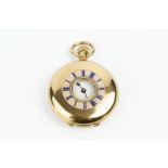 A LATE VICTORIAN HALF HUNTER FOB WATCH BY J W BENSON, the circular white dial with Roman numerals,