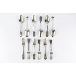 A SET OF SIX GEORGE IV SILVER FIDDLE PATTERN TABLE FORKS, by Morris & Michael Emanuel, London