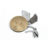 A 9CT GOLD CIRCULAR MANICURE TOOL, by Asprey & Co. Ltd, with engine turned decoration, fitted with