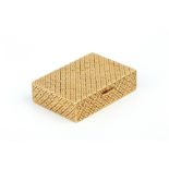 AN 18K GOLD RECTANGULAR BOX, by Van Cleef & Arpels, with textured basket weave decoration,