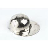 A GEORGE III SILVER NOVELTY CADDY SPOON modelled as a jockey cap, with quartered panels by Peter &