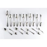 A MIXED PART SERVICE OF 19TH CENTURY SILVER OLD ENGLISH PATTERN FLATWARE, comprising a tablespoon,