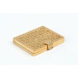 AN 18K GOLD RECTANGULAR FOLDING PHOTOGRAPH FRAME, by Van Cleef & Arpels, with textured basket