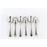 A SET OF SIX GEORGE III SILVER OLD ENGLISH PATTERN TEASPOONS, by Peter, Ann and William Bateman,