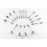 A MATCHED SERVICE OF GEORGE IV SILVER FIDDLE, THREAD AND DROP PATTERN FLATWARE, comprising eight