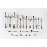 A MATCHED PART SERVICE, of 19th Century silver fiddle pattern flatware, comprising eight