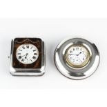 A SILVER AND TORTOISESHELL MOUNTED WATCH HOLDER, pique decorated with ribbon tied swags, by