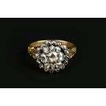 A 19TH CENTURY DIAMOND CLUSTER RING, designed as a cluster of graduated rose-cut diamonds in