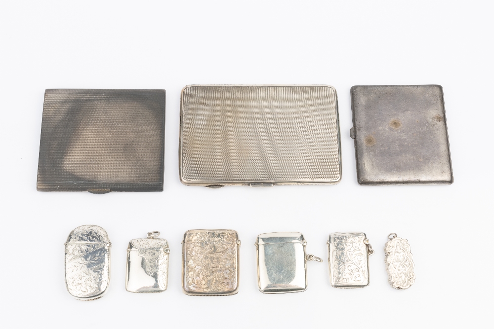 A COLLECTION OF SIX VICTORIAN AND EDWARDIAN SILVER VESTA CASES, five of them with foliate engraved - Image 2 of 4