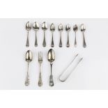A LATE VICTORIAN SILVER CHRISTENING SPOON AND FORK, by Josiah Williams & Co., London 1896, a pair of