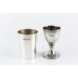 A SILVER GOBLET, of Georgian style, with beaded and bright cut borders, by C.J. Vander Ltd,