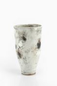 Robin Welch (1936-2019) Vessel stoneware, with textured grey glaze and spots of red and black