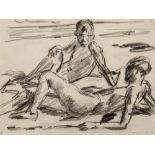 Maurice Feild (1905-1988) Two Men on the Beach signed in pencil (lower right) charcoal 17 x 22cm.