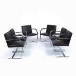 Ludwig Mies Van Der Rohe (1886-1969) for Knoll Set of six BRNO chairs polished chrome frames