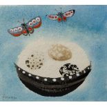 Mary Fedden (1915-2012) Nest of eggs and butterflies, 1992 signed and dated (lower left) watercolour