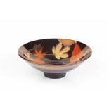 Jonathan Chiswell Jones (b.1944) Autumn Leaves bowl reduction fired lustre painted potter's monogram