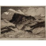 Pierre Adolphe Valette (1876-1942) French Alps, 1915 signed in pencil (in the margin) etching 17 x