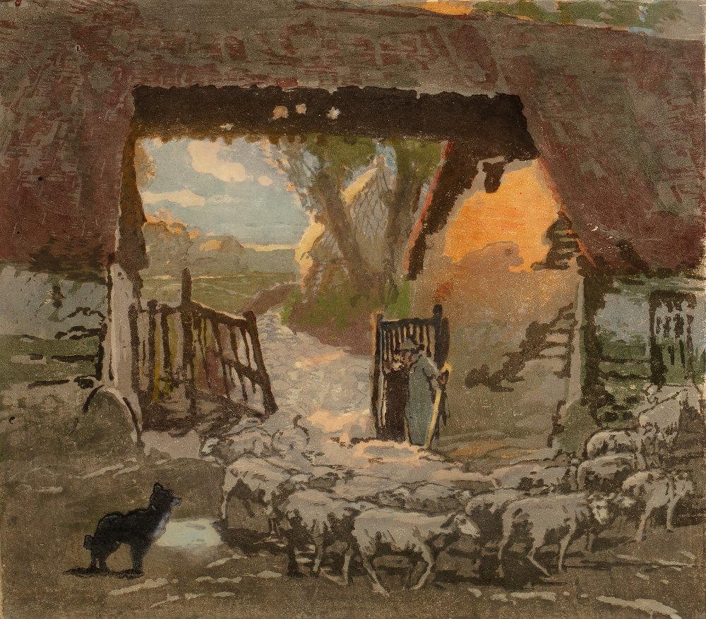 Charles Hodge Mackie (1862-1920) The Return of the Flock signed in pencil (lower left) woodcut 35