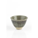 Katharine Pleydell-Bouverie (1895-1985) Tea bowl with celadon glaze and fluted body impressed