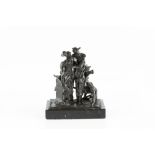 Modern British School Figural group bronze indistinctly signed 17.5cm high.