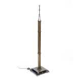 French School Standard lamp, circa 1950 steel, marble, and brass 145cm high.