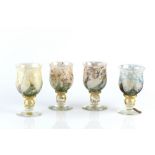 Isle of Wight Four studio glass goblets with manufacturer's labels and original boxes 14cm high (