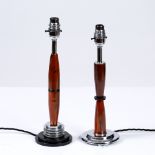 Art Deco Two similar table lamps chrome and bakelite 29cm and 27cm high.