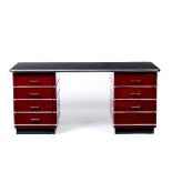 Muller Mobel Fabrikation for Conran Chrysler desk the charcoal matt top on a pair of red lacquered