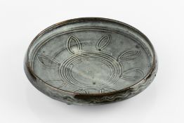 Kande Ushafa (b.1963) at Abuja Pottery Shallow bowl nuka glaze, decorated with sun pattern to centre