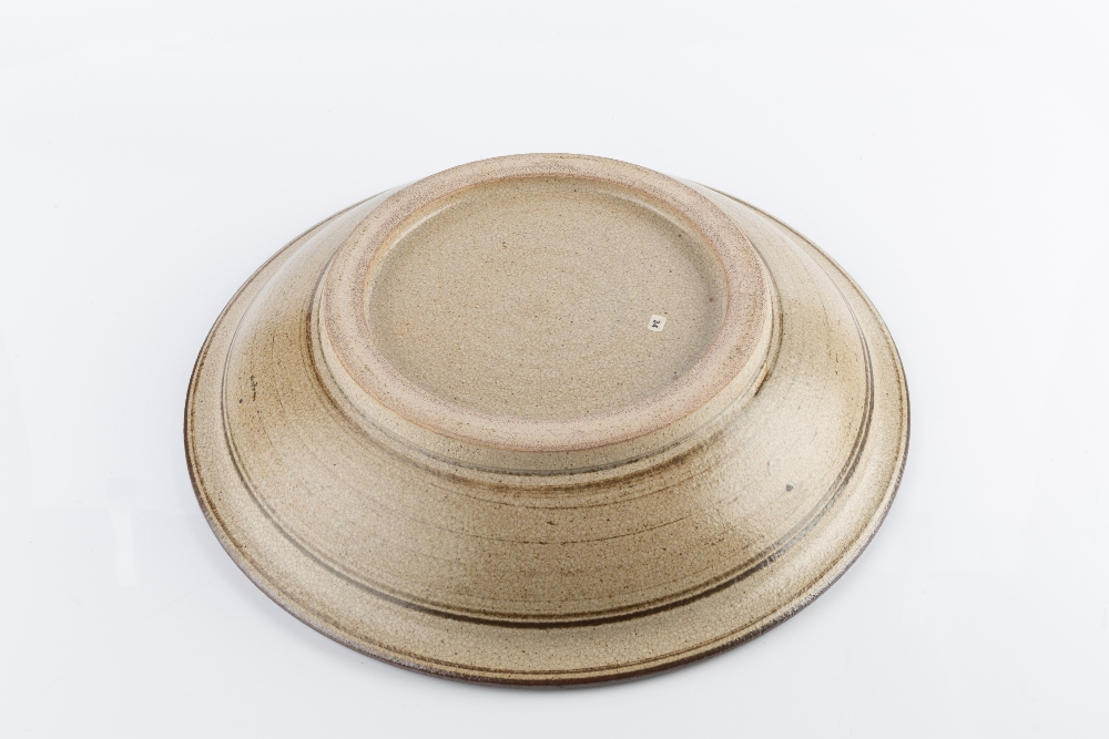 Malcolm Pepper (1937-1980) Charger stoneware, painted with central willow tree within rings of - Image 3 of 4