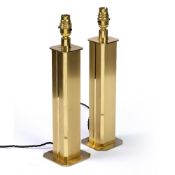 20th Century School Pair of table lamps brass, rectangular form 40cm high (2).
