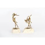 Emanuele Scarnicci (b.1916) Two dancing pairs bronze on composite stone bases 15cm and 13cm high (