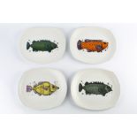 Washington Pottery Nine plates four from the Aquarius (fish series), five from Beefeater (steak