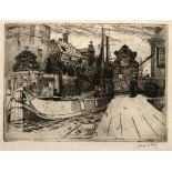 James McBey (1883-1959) Dutch Port, 1910 signed in ink (in the margin), signed, dated, and titled (