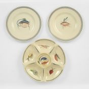 Susie Cooper (1902-1995) for Crown Burslem A pair of thanksgiving plates printed manufacturer's
