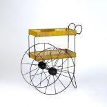 Attributed to Mathieu Mategot Trolley, circa 1950 two tiers, metal with yellow and black paint