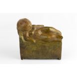 Odile Kinart (b.1945) Reclining figure signed with initials 'OK' and numbered 1/8 bronze 16cm