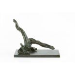 Ivor Abrahams (1935-2015) Floor Piece, 1987 1/9, signed with initials green patinated bronze 19cm
