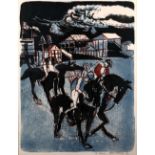 Modern British School Horse Riders, 1976 indistinctly signed and dated (lower right) lithograph 66 x