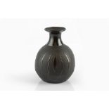 Janet Leach (1918-1997) at Leach Pottery Vase the body with matte black glaze beneath raised