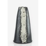 Dan Kelly (b.1953) Large vessel stoneware, conical form with black glaze and white highlight