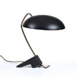 1950s French School Desk lamp black enamelled and brass 42cm high.