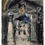 John Piper (1903-1992) for David Whitehead Church Monument, 1956 screen-printed textile 37 x 35cm.