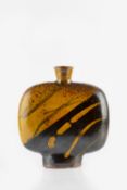 Clive Bowen (b.1943) Moon flask slip-decorated with honey and dark glaze 36cm high.