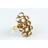 Jack Spencer 18ct gold dress ring abstract and textured hoop design with shield-shaped maker's