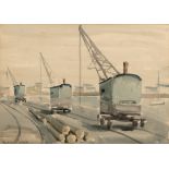 Robin Darwin (1910-1974) Quayside Cranes signed and dated (lower left) watercolour 24.5 x 34.5cm.